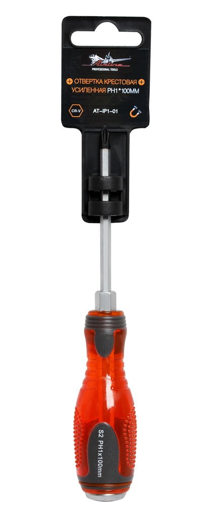 Отвертка крестовая усиленная под ключ магнитная PH1*100мм