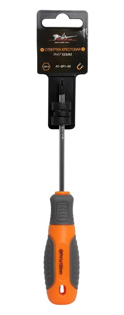 Отвертка крестовая с эргономичной рукояткой магнитная PH1*100мм
