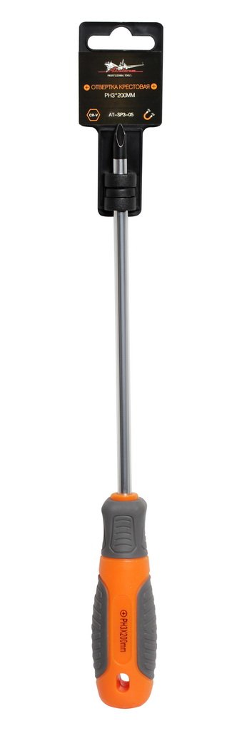 Отвертка крестовая с эргономичной рукояткой магнитная PH3*200мм
