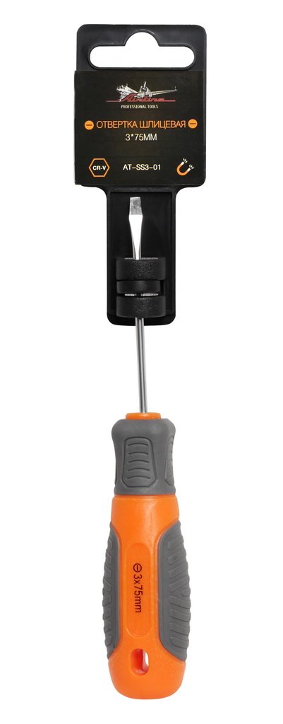 Отвертка шлицевая с эргономичной рукояткой магнитная SL3.0*0.8*75мм
