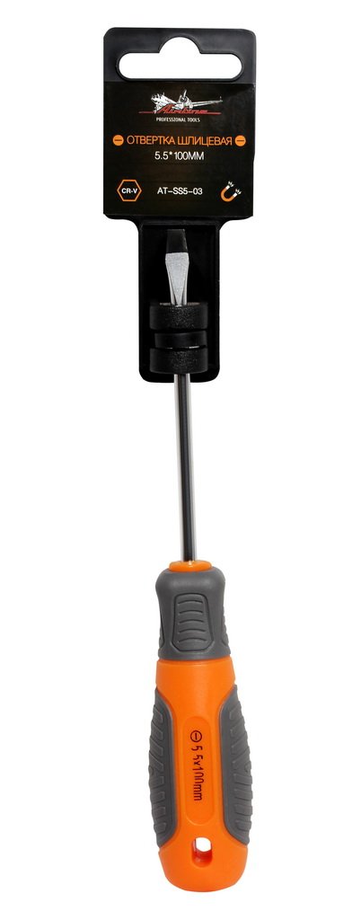 Отвертка шлицевая с эргономичной рукояткой магнитная SL5.5*1.0*100мм