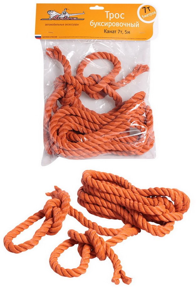 Трос буксировочный канат 7 т, 5 м, без крюков